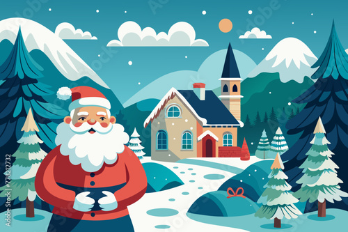 a Christmas card depicting a fabulous winter landscape
