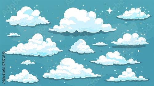 A playful collection of cartoon clouds in a flat design