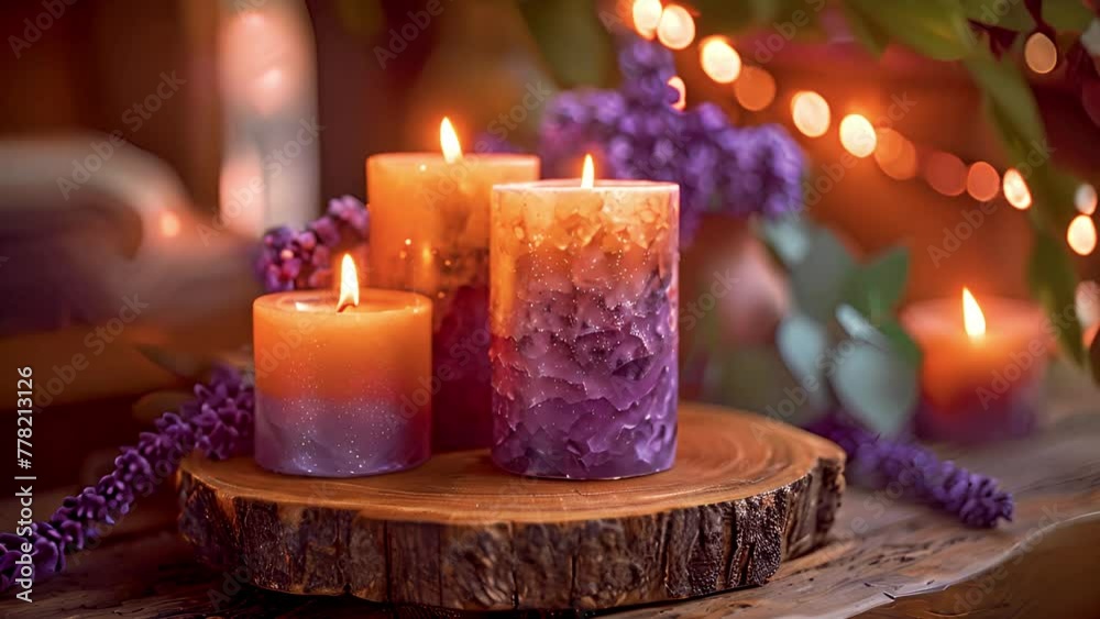 Purple candles zodiac signs, astrology and burning candles Color tone effect. Spiritual mystery fortune telling background 4k Purple candles zodiac signs, astrology and burning candles Color tone effect. Spiritual mystery fortune telling background 4k