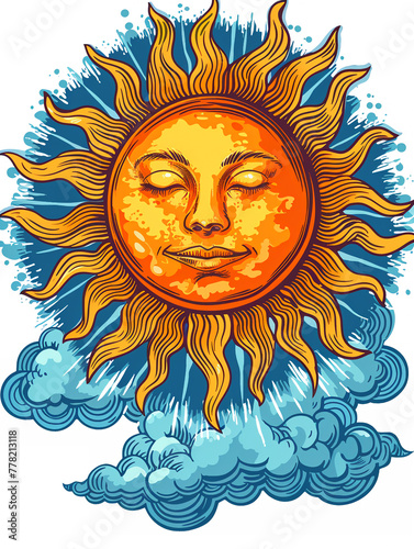 Sun clipart shining brightly in the sky