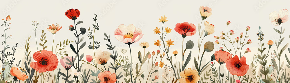 Cozy collection of doodled wildflowers showcasing homey designs and soft colors