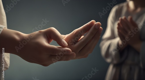 Praying hands with too many weird fingers, typical ai mistake or somebody needs real support to pray .Generative AI