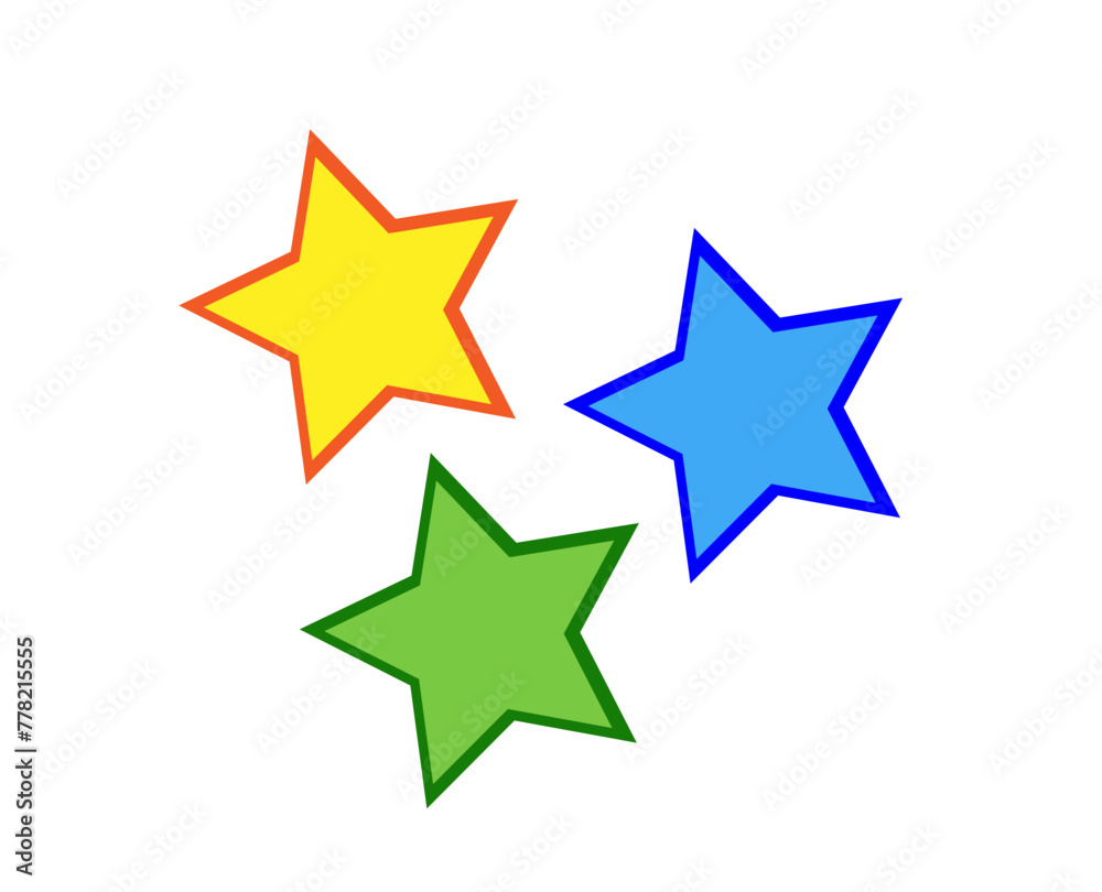 Obraz premium three colored stars on a white background