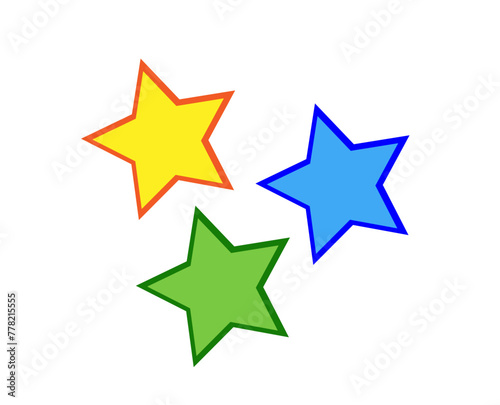 three colored stars on a white background
