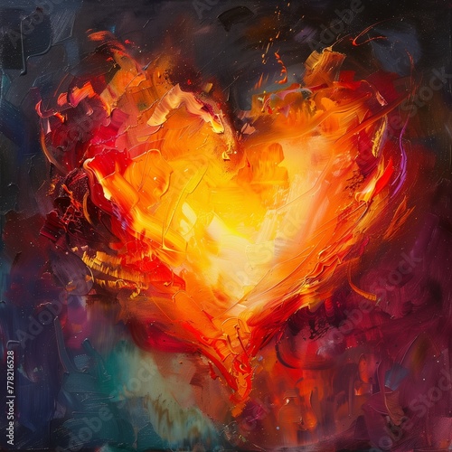 Flames intertwining to form a heart shape, symbolizing love's eternal flame in captivating HD imagery. 