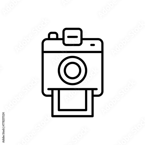 Polaroid camera outline icons, minimalist vector illustration ,simple transparent graphic element .Isolated on white background