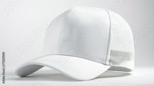 Wallpaper Mural White netted hat with white background.AI generated image Torontodigital.ca