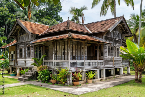 An isolated Malay traditional house © grey