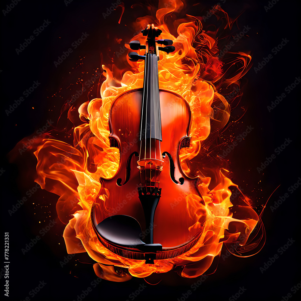 Violin on fire. Violin virtuoso.