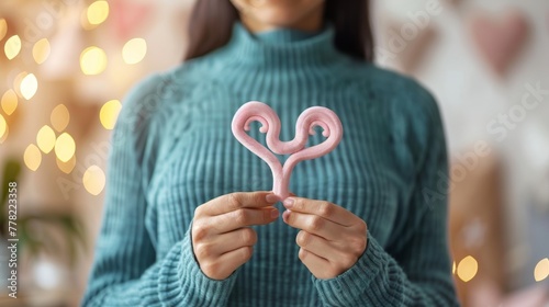 Woman hands holding uterus, Healthy PCOS, ovary gynecologic and cervical cancer feminine concept photo