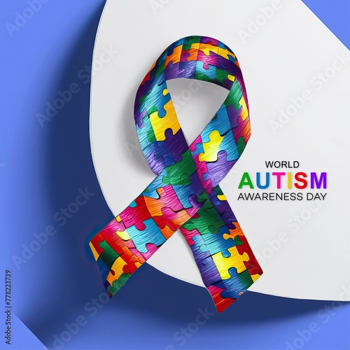 World autism awareness day, World autism awareness day poster | Autism. Awareness. Month. Puzzle, satin puzzle, ribbon. April 2nd. banner, poster, post, Vector, world. autism awareness day, 