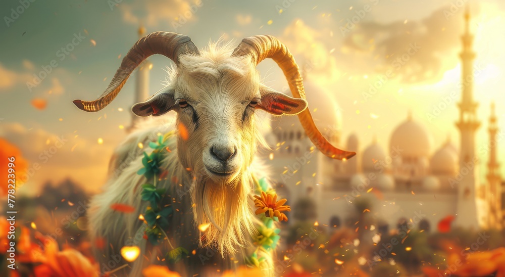 Goat Qurban Eid al adha mubarak festival islamic background Generated with Ai Tools Goat Qurban Eid al adha mubarak festival islamic background Generated with Ai Tools