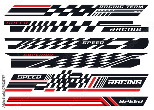 Racing team set stickers colorful