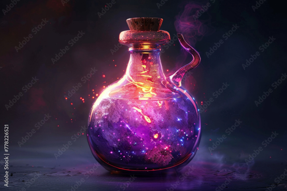 An isolated colorful glowing magical potion An isolated colorful glowing magical potion