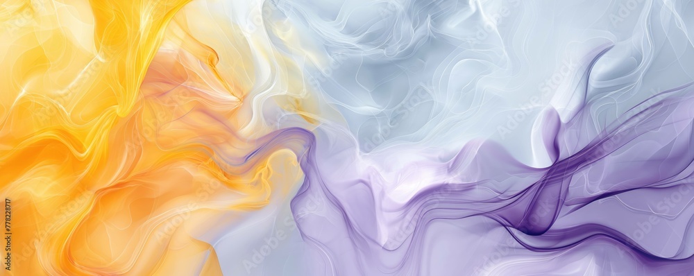 Elegant Abstract Fluid Art Backgrounds with Pastel Yellow, Soft Violet and Light Gray Tones