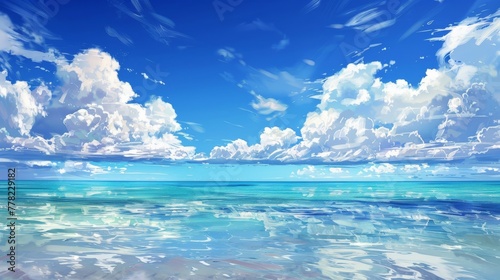Ocean Painting With Clouds in the Sky