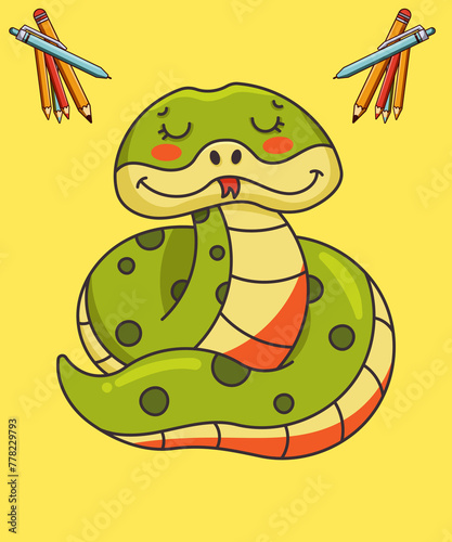 Cute snake cartoon photo. photo