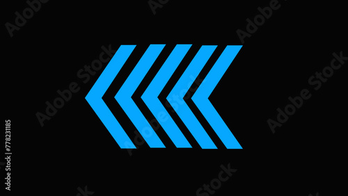 Left neon directional Animation arrow icon, colorful five arrow icon with black background. photo