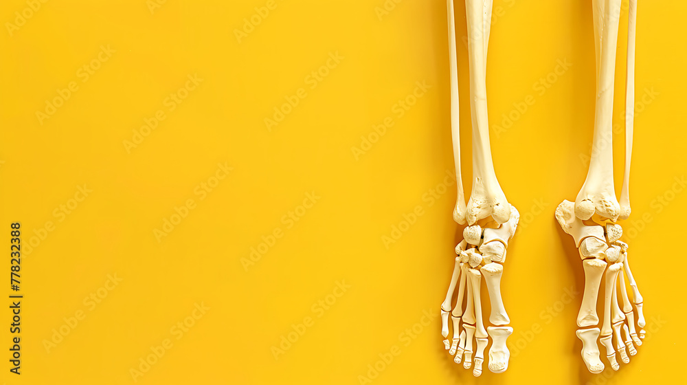 Human Skeleton Tibia and Fibula Bone Anatomy with space for text background. generative ai Human Skeleton Tibia and Fibula Bone Anatomy with space for text background. generative ai