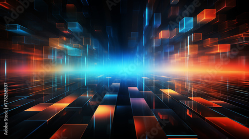 Cyber Tunnel with Blue Light Technology Concept
