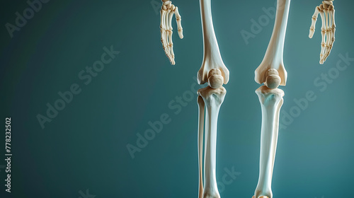 Human Skeleton Tibia and Fibula Bone Anatomy with space for text background. generative ai