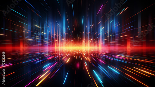 Colorful Light Speed Streaks in Motion on Dark Background