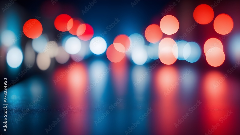 Blurred Background Of Police Flashing Lights Red And Blue Bokeh Lights. Generative AI