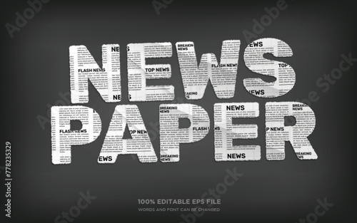 Newspaper editable text style effect	