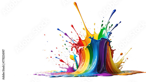 LGBTQ pride rainbow colorful splash white background. Transparent background. Generative AI © Janis