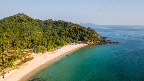 Aerial view of Farang Beach or Charlie Beach, farang beach on mook Island is a beach with a very beautiful scenery