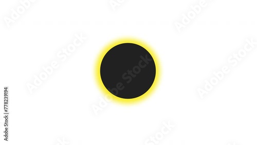 Total Solar Eclipse. Moon covers the sun. Moon about to pass in front of sun creating total solar eclipse. Flat animation