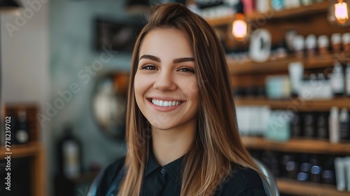 Generative AI : Smiling small beauty salon owner