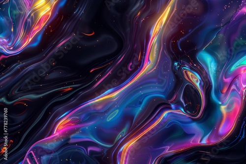 Mesmerizing holographic marble pattern with black backdrop