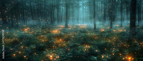 Mystical realms lit by fireflies photo