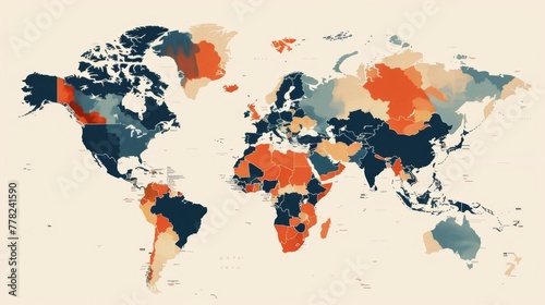 World map highlighting countries by their current account balance no dust