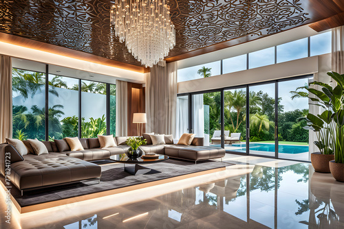 an-interior-design-of-a-beautiful-villa-light-modern-bracht-feel-intricate-details © Images Guru