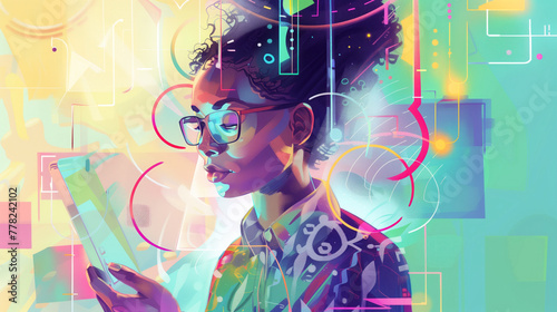 Tech Savvy Woman Using Devices