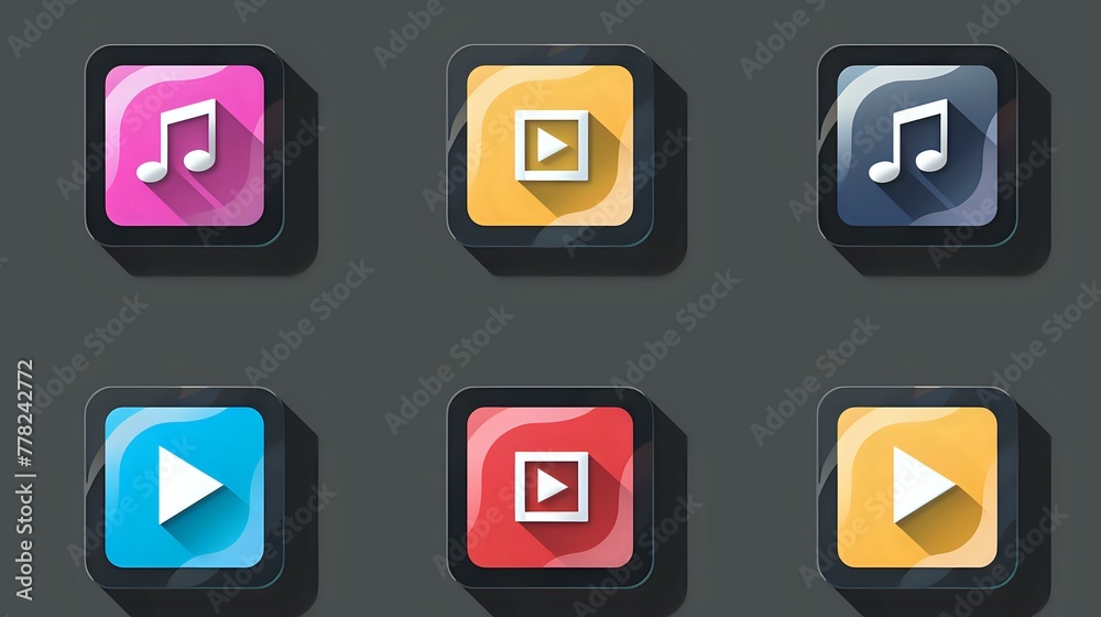 Play button icon vector set Play button icon vector set