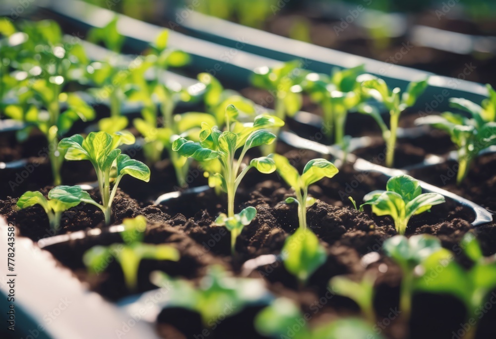 growing green seedling or small tree on soil growing green seedling or small tree on soil