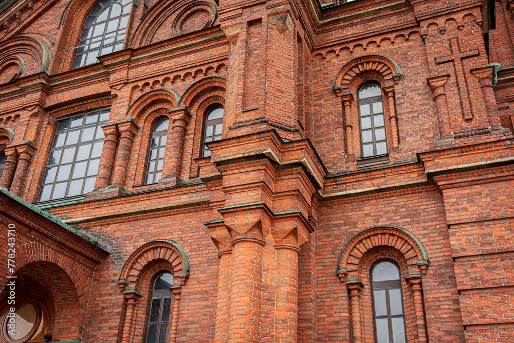 Red Brick Cathedral close-up, the Uspenski Cathedral in Helsinki