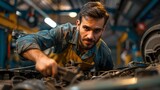 Auto mechanic in garage car repair mechanic concept