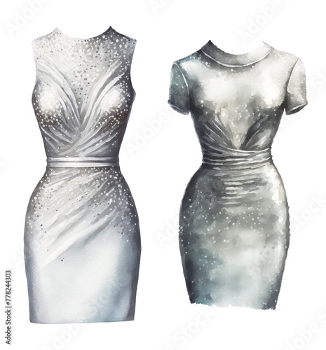 Elegant silver dresses with shimmer accents photo