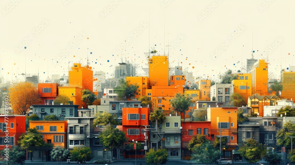 Abstract illustration of sustainable urban planning concepts such as ...