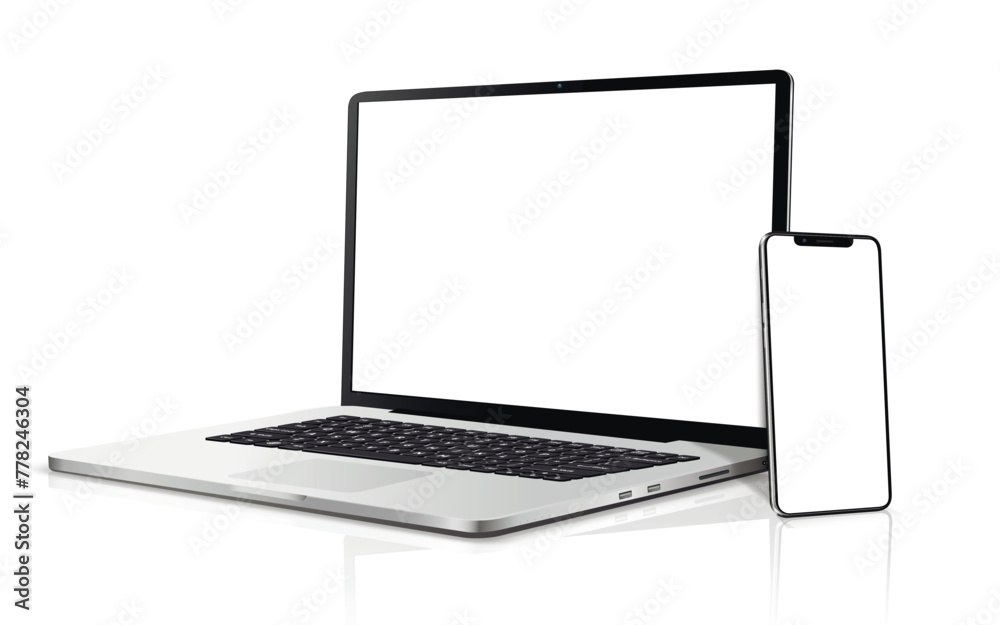 Laptop, smartphone with blank screen mockup Laptop, smartphone with blank screen mockup