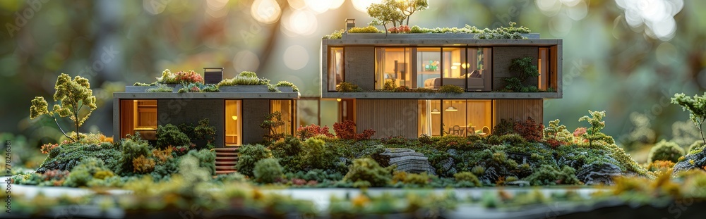 Architectural model of a zero-emission community featuring sustainable ...