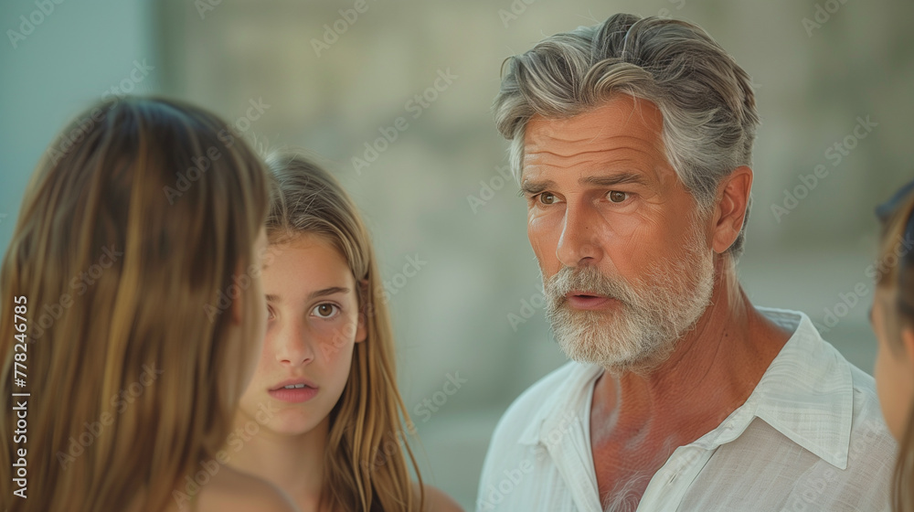 Concerned teacher speaking with young student. Concerned teacher speaking with young student.