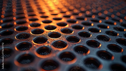 Macro photo of computer speaker grill, shallow depth of field
