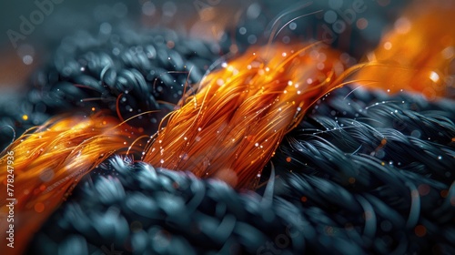 Nano fibers weaving together to create a textile material, macro shot with detailed texture