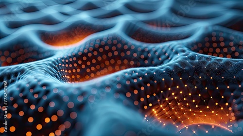 Nano materials forming a hexagonal lattice structure, abstract and futuristic design photo