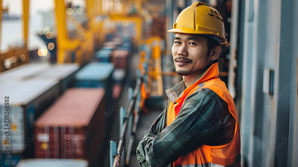 Worker at a ship port Worker at a ship port